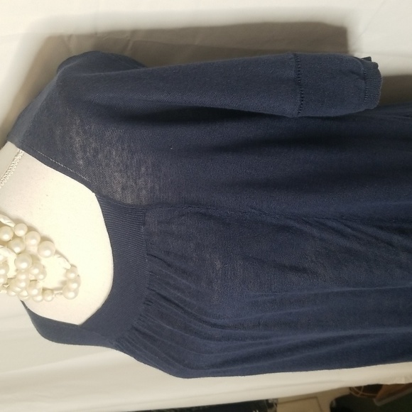 Sandro sheer blue linen knit blend dress Open Knit short sleeve Sz2 is US 4/6 - Picture 6 of 16